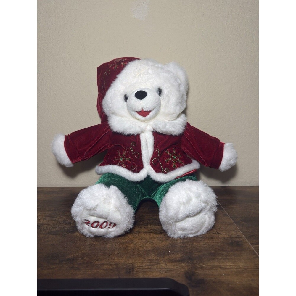 2009 Snowflake Teddy Christmas Bear Boy Red Green Outfit Hat 18” Dan Dee